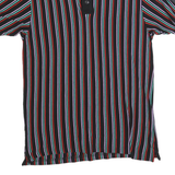 HELVETIA Mens Black Red Blue Striped Short Sleeve Polo Shirt S Cotton Blend