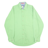 TEXAS COTTON Mens Green Long Sleeve Shirt L Classic Button Collar Cotton