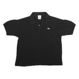 LACOSTE Mens Black Cotton Short Sleeve Polo Shirt S Classic Logo Casual