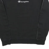 CHAMPION Mens Black Cotton Blend Crew Neck Sweatshirt S Branded Tape Detail