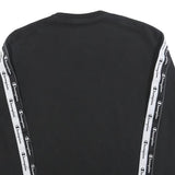 CHAMPION Mens Black Cotton Blend Crew Neck Sweatshirt S Branded Tape Detail