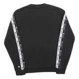 CHAMPION Mens Black Cotton Blend Crew Neck Sweatshirt S Branded Tape Detail