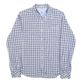 HILFIGER DENIM Mens Blue & White Check Shirt M Casual Cotton Blend Long Sleeve