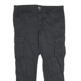 WATSON'S Mens Cotton Black Regular Cargo Trousers W36 L30 Practical Zip Closure