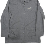 JACK WOLFSKIN Womens Grey Outdoor Jacket L Polyester Blend Zip Hooded Casual