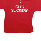 Mens Red Cotton Graphic T-Shirt XL Short Sleeve Round Neck City Slicker's