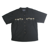 WEEKENDER Mens Black Shirt XL Palm Tree Embroidered Casual Button Shirt