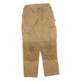 CARHARTT Mens Regular Fit Workwear Beige Denim W30 L32 Cargo Zip Pocket Jeans