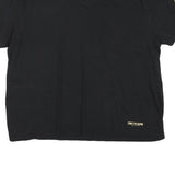 TRUE RELIGION Mens Black V-Neck T-Shirt XL Cotton Blend Graphic Sleeve Logo