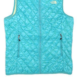 THE NORTH FACE Womens Blue Quilted Zip Jacket M Polyester Blend Lightweight Vest
