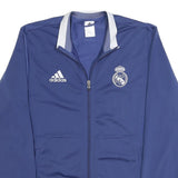 ADIDAS Mens Blue Real Madrid Track Jacket L Polyester Sportswear Zip Plain