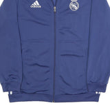 ADIDAS Mens Blue Real Madrid Track Jacket L Polyester Sportswear Zip Plain