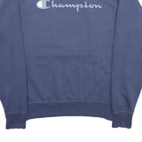 CHAMPION Mens Blue Crew Neck M Sweatshirt Cotton Blend Pullover Logo