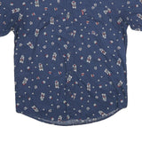 LEVI'S Mens Blue Floral Print Cotton Short Sleeve Shirt L Casual Summer Shirt