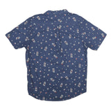 LEVI'S Mens Blue Floral Print Cotton Short Sleeve Shirt L Casual Summer Shirt