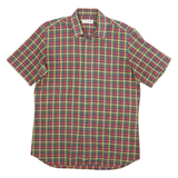 LIONS TAILOR Mens Red Green Yellow Check Shirt M Short Sleeve Button Cotton