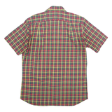 LIONS TAILOR Mens Red Green Yellow Check Shirt M Short Sleeve Button Cotton