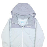 COLUMBIA Womens Grey & Light Blue Hooded Jacket S Polyester Outdoor Zip Casual