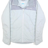 COLUMBIA Womens Grey & Light Blue Hooded Jacket S Polyester Outdoor Zip Casual