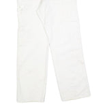 DICKIES Mens White Relaxed Straight Cotton Blend Trousers W32 L30 Workwear