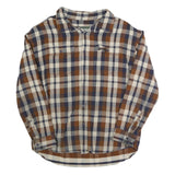 AMERICAN EAGLE Mens Brown & Blue Check Shirt XL Long Sleeve Button Closure