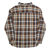AMERICAN EAGLE Mens Brown & Blue Check Shirt XL Long Sleeve Button Closure