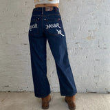 Rocawear Embroidered Jeans - 28W UK 10 Dark Wash Cotton