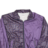 RODIN Mens Purple & Check Zip Jacket L Nylon Casual Lightweight Outerwear