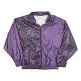 RODIN Mens Purple & Check Zip Jacket L Nylon Casual Lightweight Outerwear
