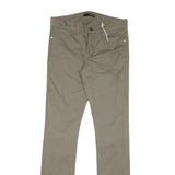 GUESS Mens Slim Fit Beige Cotton Blend Slim Trousers W32 L33 Zip Closure