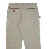 WRANGLER Mens Regular Beige Cotton Cargo Trousers W36 L30 Workwear Zip Closure
