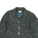 CHRISTOPHER & BANKS Mens Blue Green Cotton Blend Check Button Jacket XL Tailored