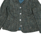 CHRISTOPHER & BANKS Mens Blue Green Cotton Blend Check Button Jacket XL Tailored