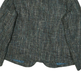 CHRISTOPHER & BANKS Mens Blue Green Cotton Blend Check Button Jacket XL Tailored