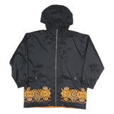 MERYLL JEANS Womens Black & Orange Zip Jacket M Polyester Blend Plain Print