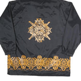 MERYLL JEANS Womens Black & Orange Zip Jacket M Polyester Blend Plain Print