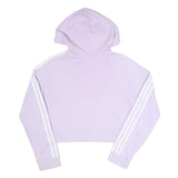 ADIDAS Womens Lilac Hoodie UK 8 Cropped Cotton Blend Sweatshirt
