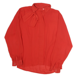 JOSEPHINE Womens Red Bow Tie Blouse Long Sleeve Button Neck M Elegant Top