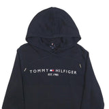 TOMMY HILFIGER Womens Navy Hoodie M Cotton Pullover Logo Est 1985