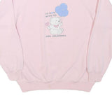 HANES Womens Pink Pullover Crew Neck M Cute Bear Graphic Sweatshirt