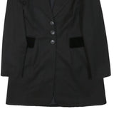 CLEMENTINE PASSION Womens Black Velvet Collar Jacket S Polyester Blend Button