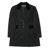 CLEMENTINE PASSION Womens Black Velvet Collar Jacket S Polyester Blend Button