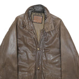 REDSKINS Mens Brown Leather Button Jacket L Classic Comfortable Stylish