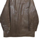 REDSKINS Mens Brown Leather Button Jacket L Classic Comfortable Stylish
