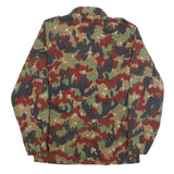 Mens Green Brown & Red Camouflage Cotton Blend Zip Jacket M Military Style