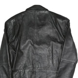 C&G Womens Black Biker Faux Leather Jacket M Zip Closure Plain Relaxed Fit