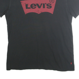 LEVI'S Mens Black T-Shirt L Short Sleeve Crew Neck Logo Print Cotton Casual