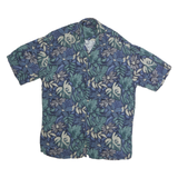 VAN HEUSEN Mens Blue & Green Floral Cotton Shirt M Summer Casual Hawaiian Style