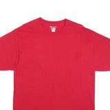 CHAMPION Mens Red Plain T-Shirt L Short Sleeve Crew Neck Classic Cotton Blend
