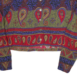 MODA Womens Green & Red Printed Button Shirt Long Sleeve M Cotton Blend